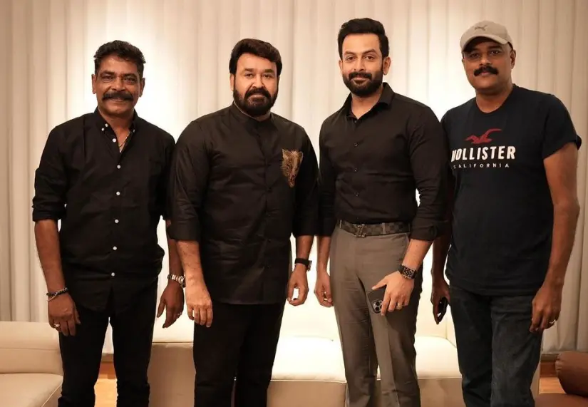 Antony Perumbavoor, Mohanlal, Prithviraj and Murali Gopy. Photo: Instagram/therealprithvi