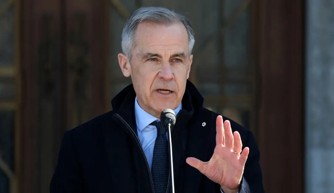 Canada's Prime Minister Mark Carney speaks at a news conference at Rideau Hall in Ottawa.