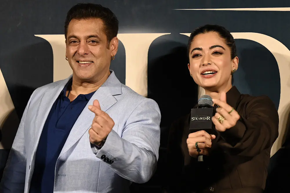 Salman Khan with Rashmika Mandanna | AFP