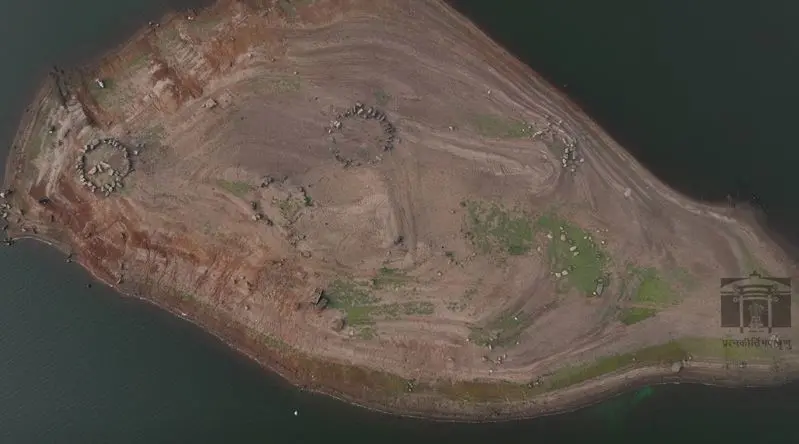 Megalithic structures found in Malampuzha Dam in Palakkad, Kerala | Photo: ASI