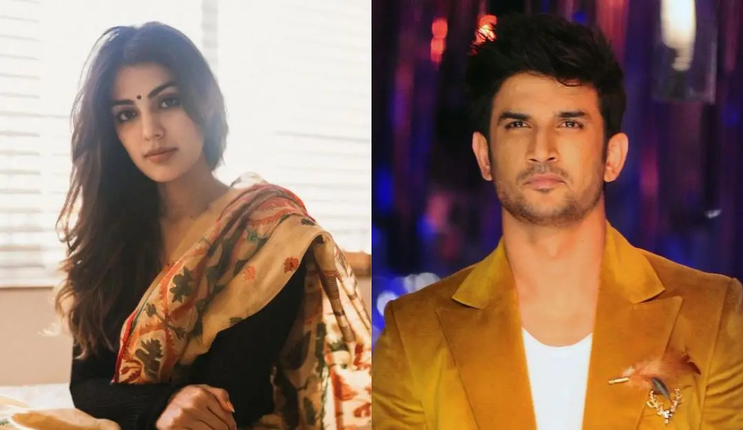 Rhea Chakraborty (L) and Sushant Singh Rajput (R)