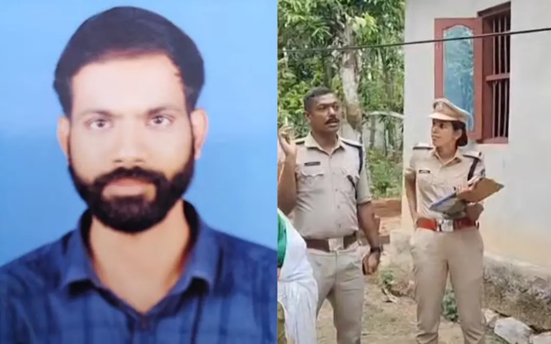 Ranjith (L) and police officers at the scene (R) | Photo: Screen grab of Mathrubhumi News