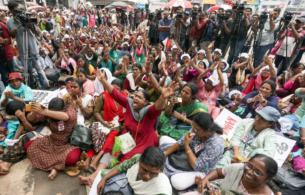 A scene from the agitation of ASHA workers | Photo: ANI