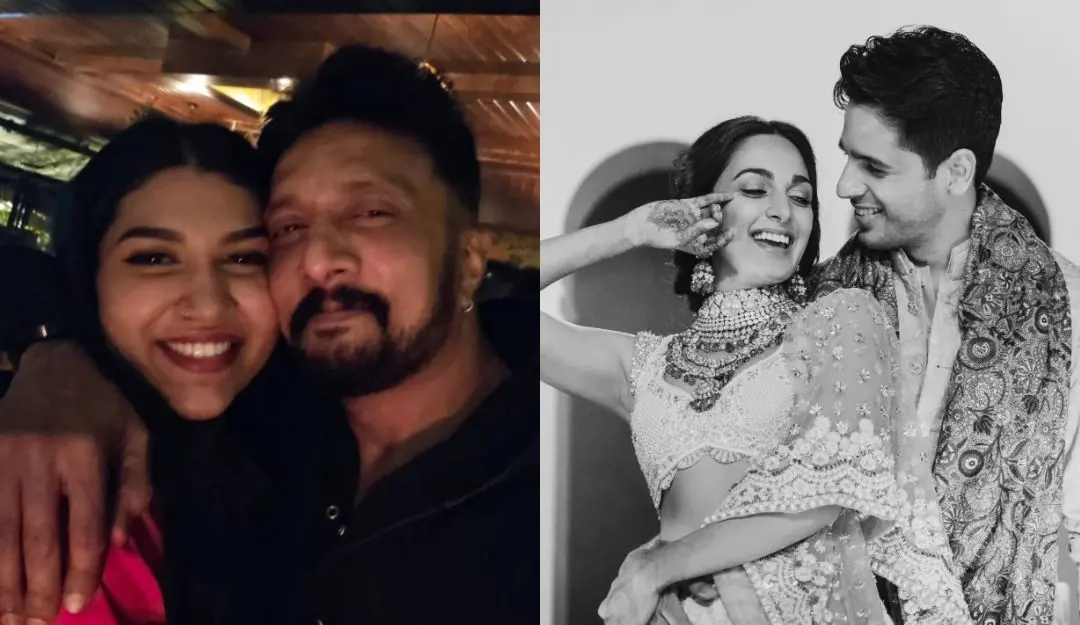 Kichcha Sudeep with his daughter Saanvi, Sidharth Malhotra and Kiara Advani (Photo: Instagram)