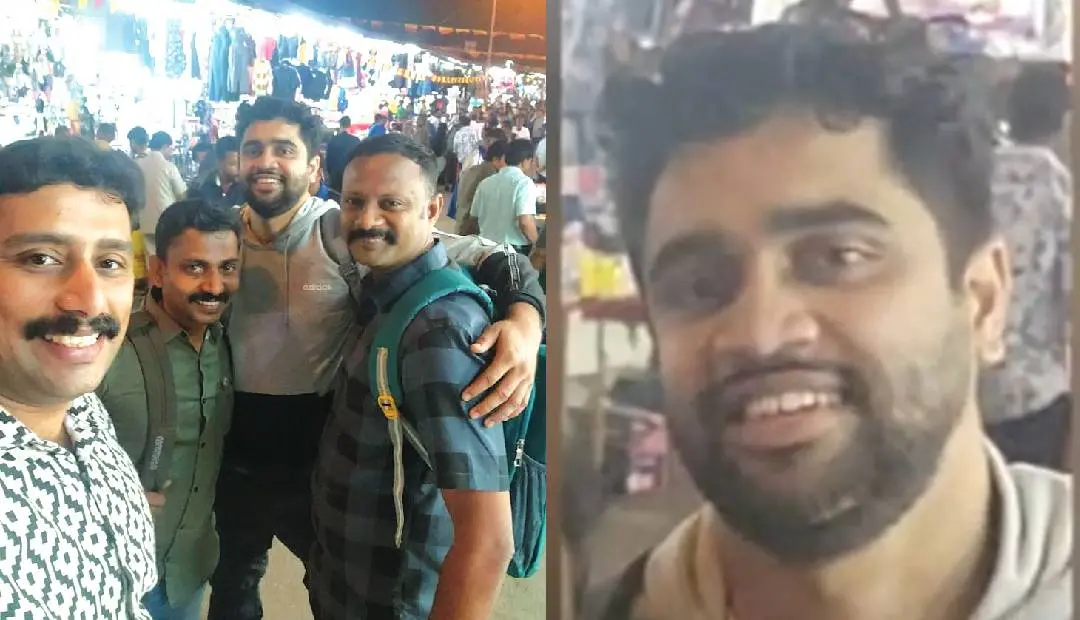 Elathur SI Mohammed Siyad (first from right) and his team with Vishnu (in T-shirt) in Bengaluru, Vishnu