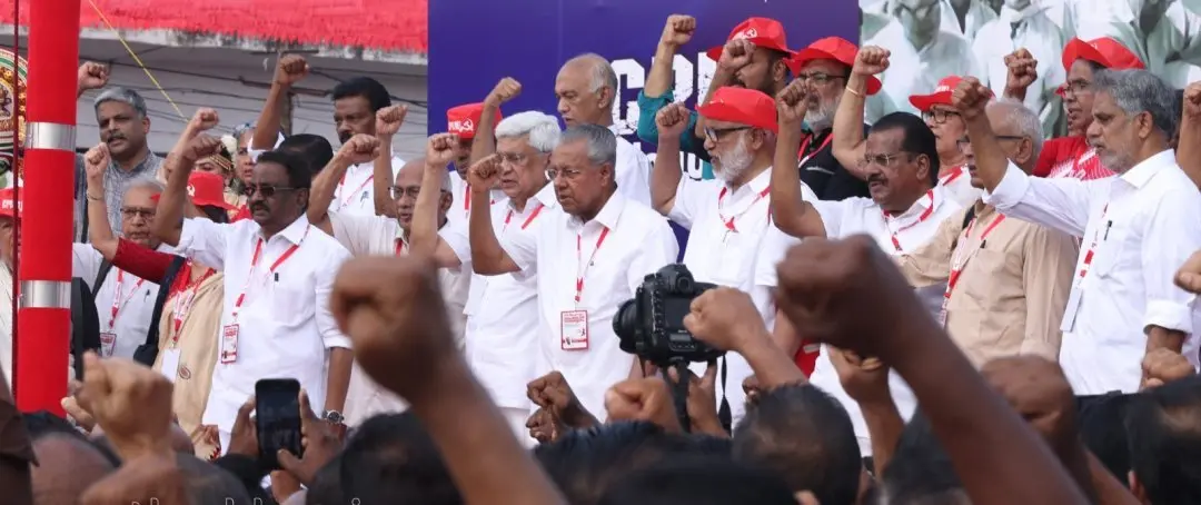 Scene from flag hoisting ceremony in connection with CPM state conference at Kollam | Photo: B Muralikrishnan \ Mathrubhumi
