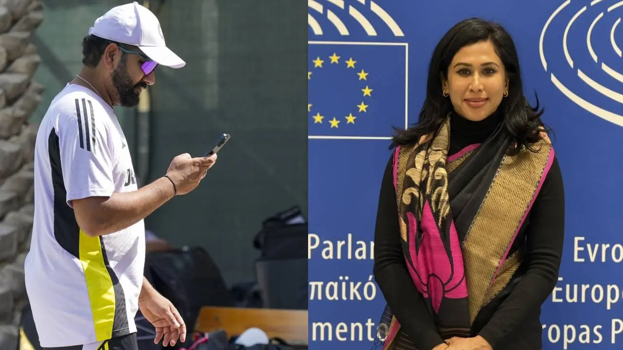 Rohit Sharma and  Dr Shama Mohamed| Photo: Kamal Kishore/ PTI and facebook.com/shamamohd17
