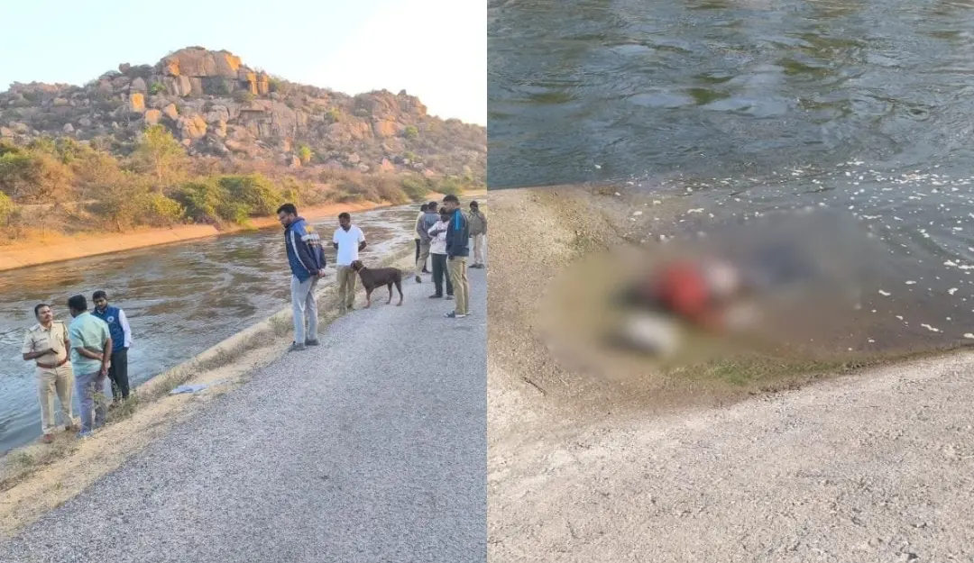 Police investigate the crime scene, the body of the Odisha man was recovered from the river near Hampi.