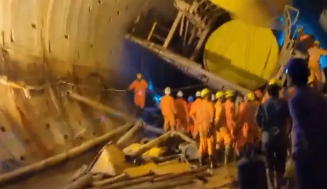Telangana tunnel collapse (Screengrab: ANI)