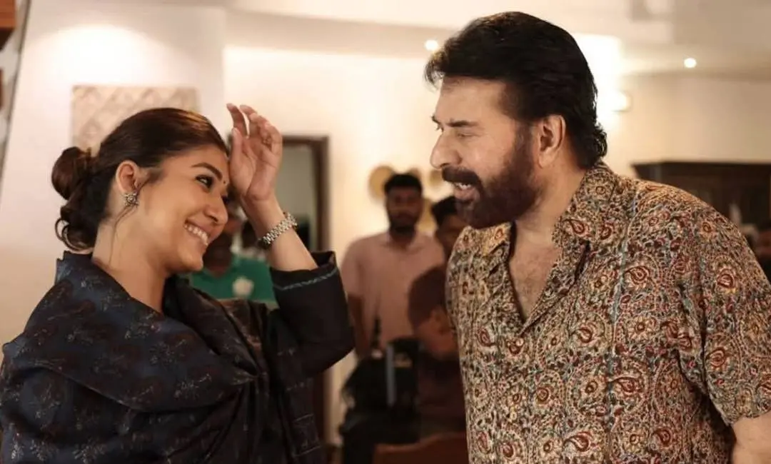 Nayanthara and Mammootty on set
