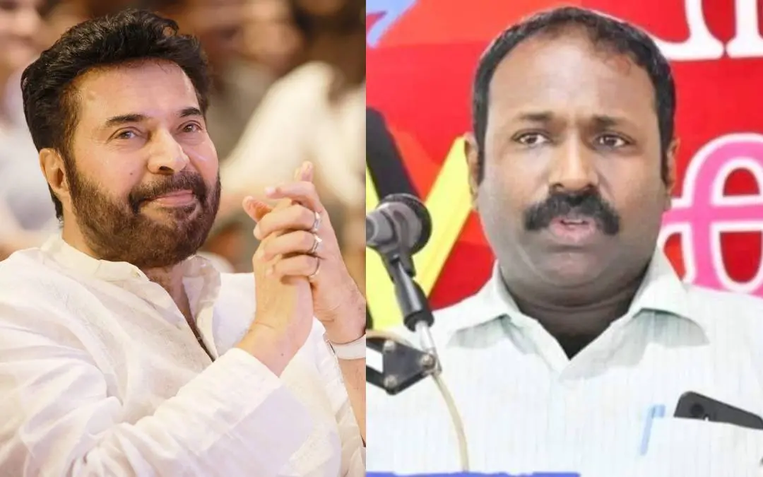 മമ്മൂട്ടി, എഐവൈഎഫ് സംസ്ഥാന പ്രസിഡന്റ് എൻ അരുൺ | photo: facebook/mammootty, n arun