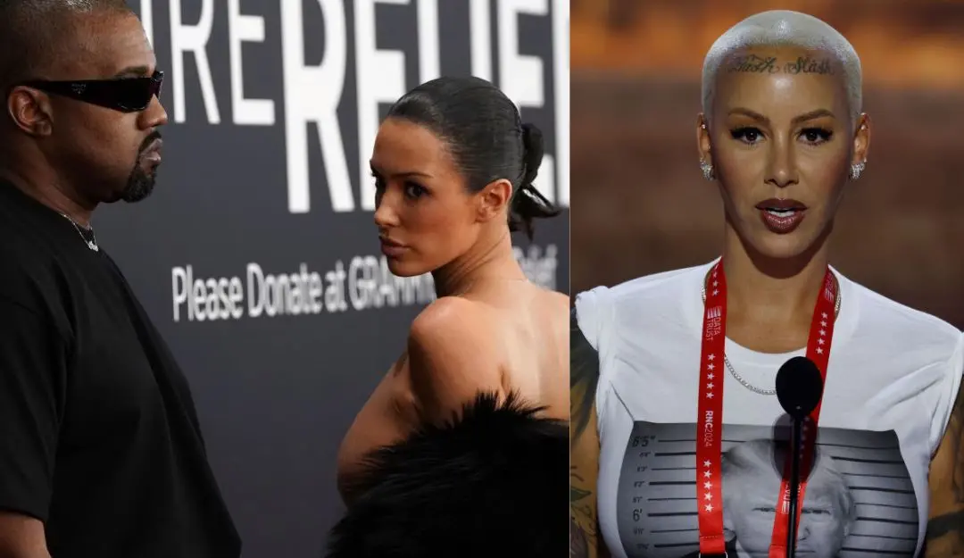 Kanye West and Bianca Censori, Amber Rose | Photo: AP, Getty Images