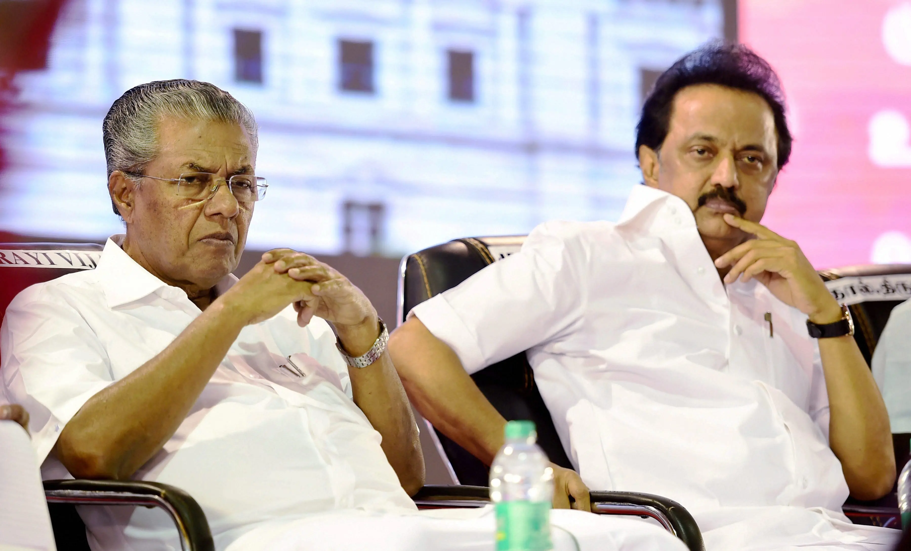 Kerala CM Pinarayi Vijayan with Tamil Nadu counterpart M K Stalin | File photo: PTI