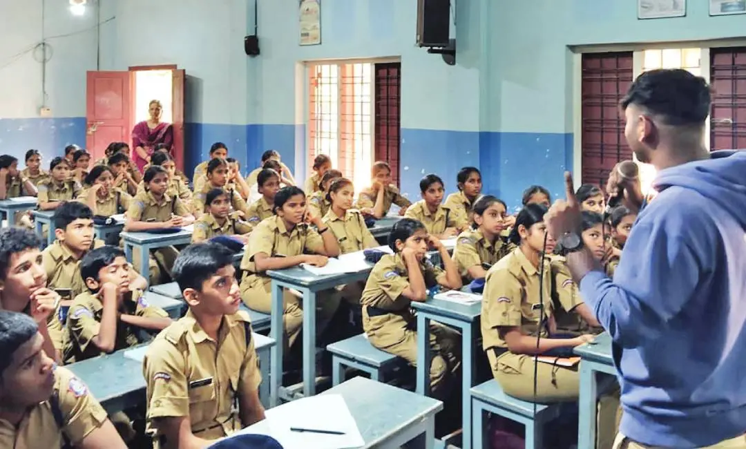 Muhammad Salih conducts anti-drug awareness classes for students.