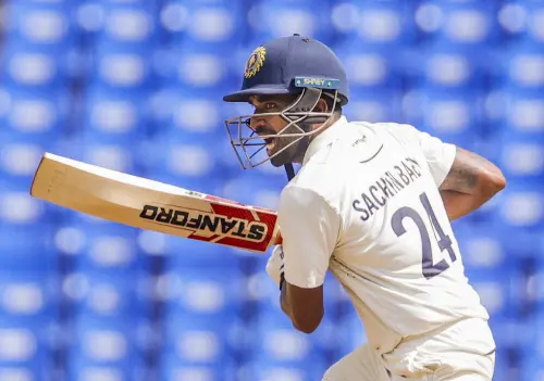 Kerala's Sachin Baby plays a shot during the third day of the Ranji Trophy final cricket match between Kerala and Vidarbha, in Nagpur, Friday, Feb. 28, 2025. He was dismissed for 98. | Photo: PTI