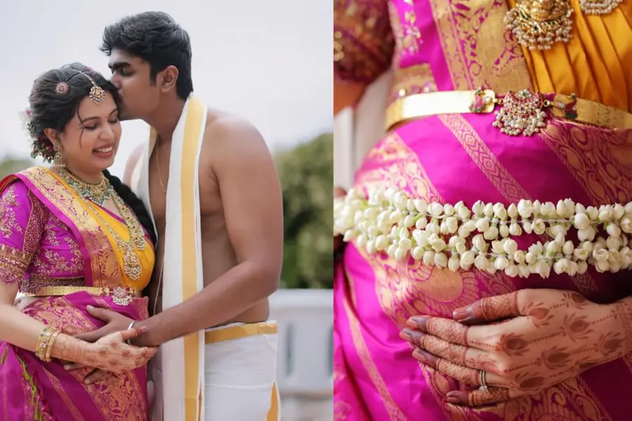 Diya Krishna glows in yellow-pink saree at 5th month pooja ceremony, fans speculate baby's gender