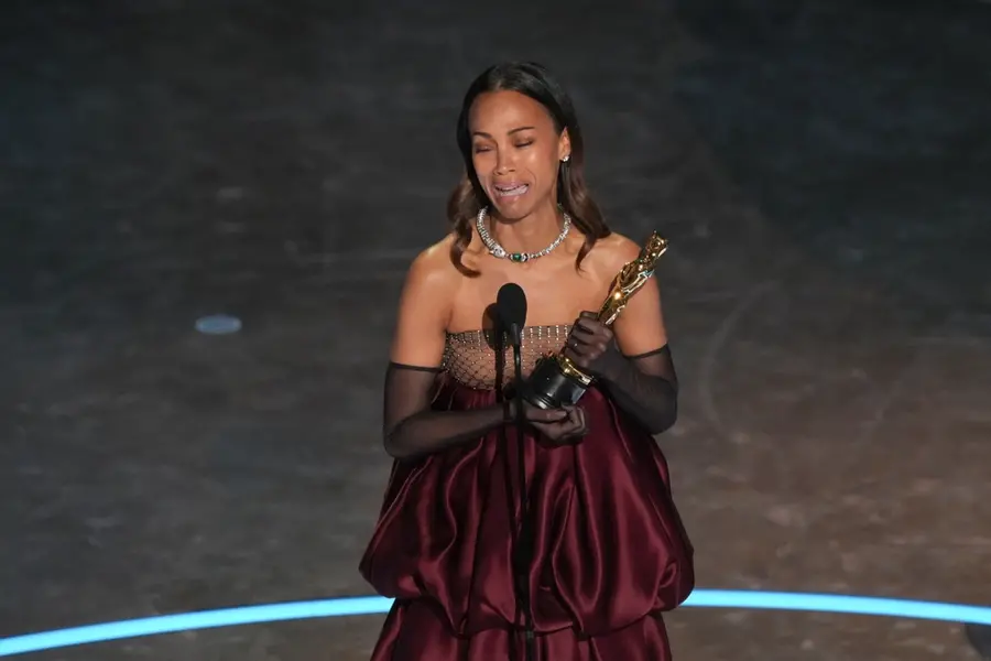 'Proud child of immigrants': Zoe Saldana gets emotional during Oscar speech