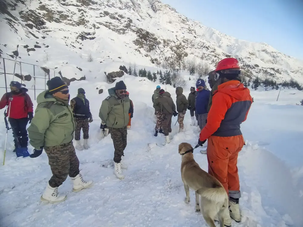 Rescue operation underway after an avalanche hit the Border Roads Organisation (BRO) camp between Mana and Badrinath on Friday | PTI
