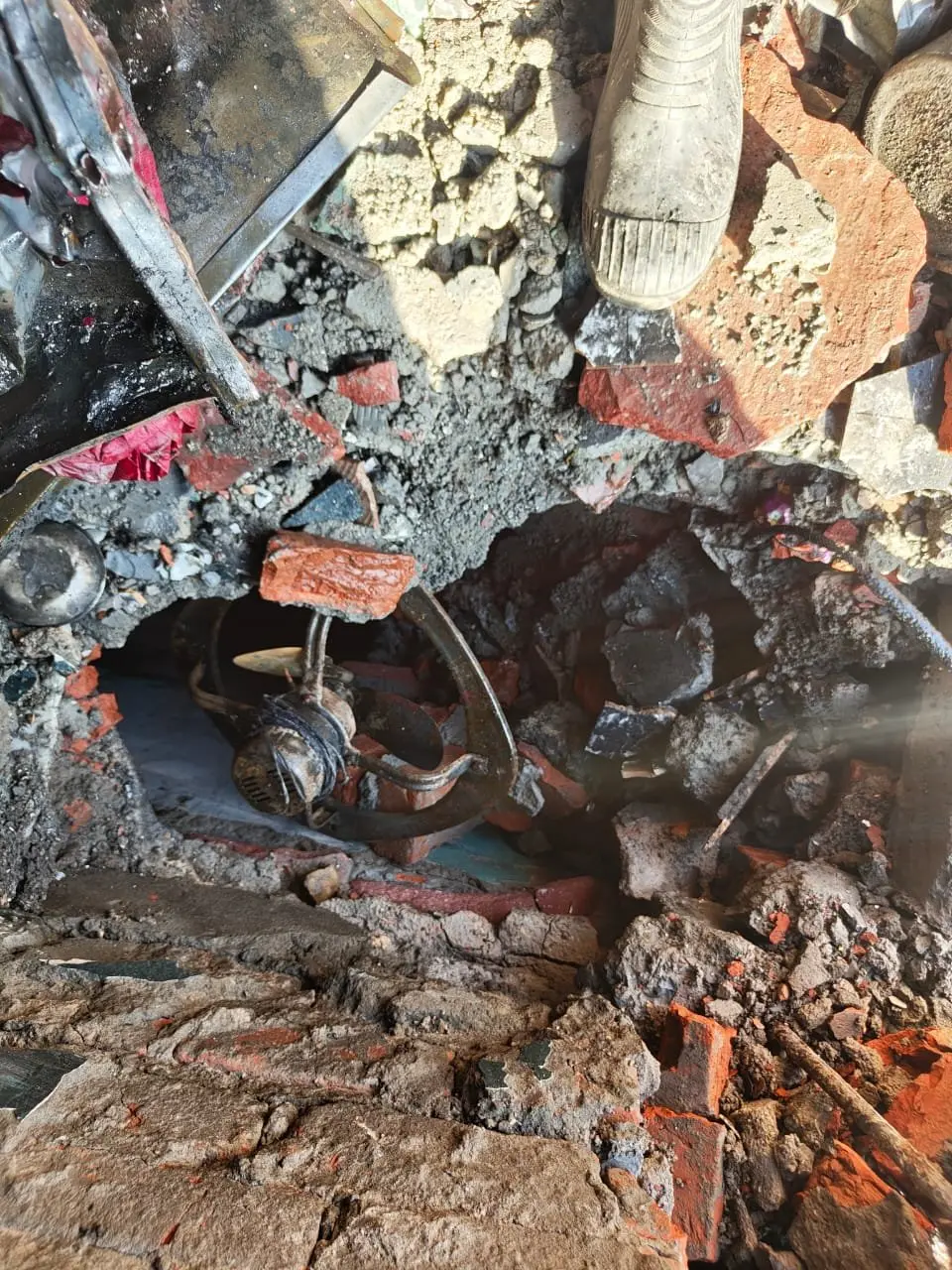 The building damaged in the explosion