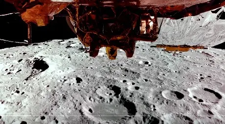 Lunar Lander's view from above the moon | screengrab @NASA
