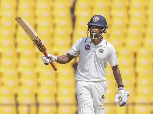 Kerala's Sachin Baby celebrates his half century during the third day of the Ranji Trophy final cricket match between Kerala and Vidarbha, in Nagpur, Friday, Feb. 28, 2025. | Photo: PTI