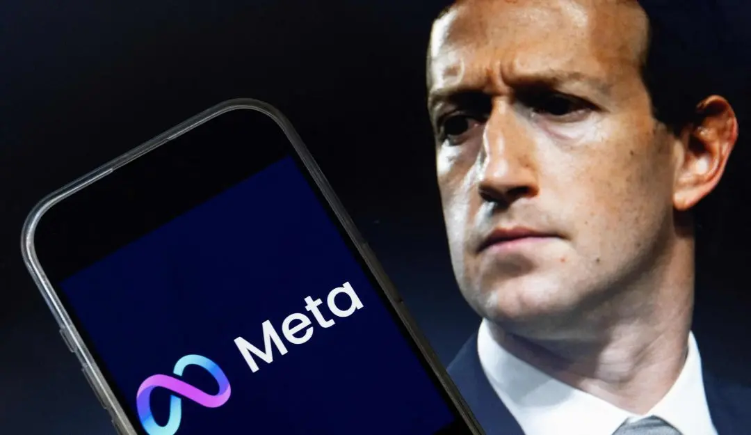 Mark Zuckerberg, CEO of Meta and Meta logo | Photo: AFP
