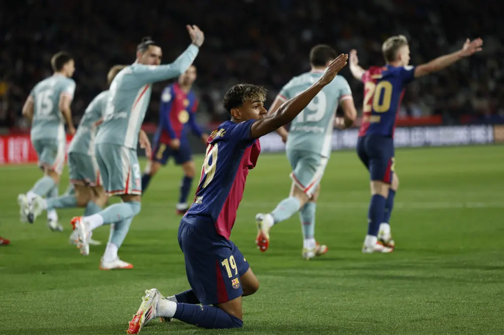 Lamine Yamal reacts during a Spanish Copa del Rey match | AP