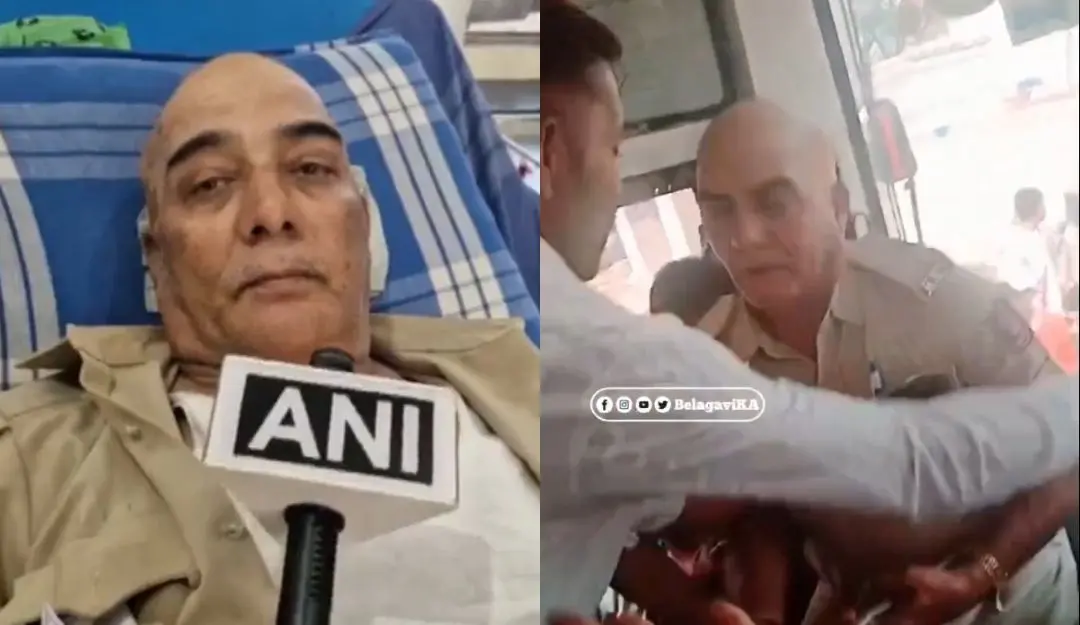 Mahadev Hukkeri, KSRTC conductor (L) and visuals from the assault (R)