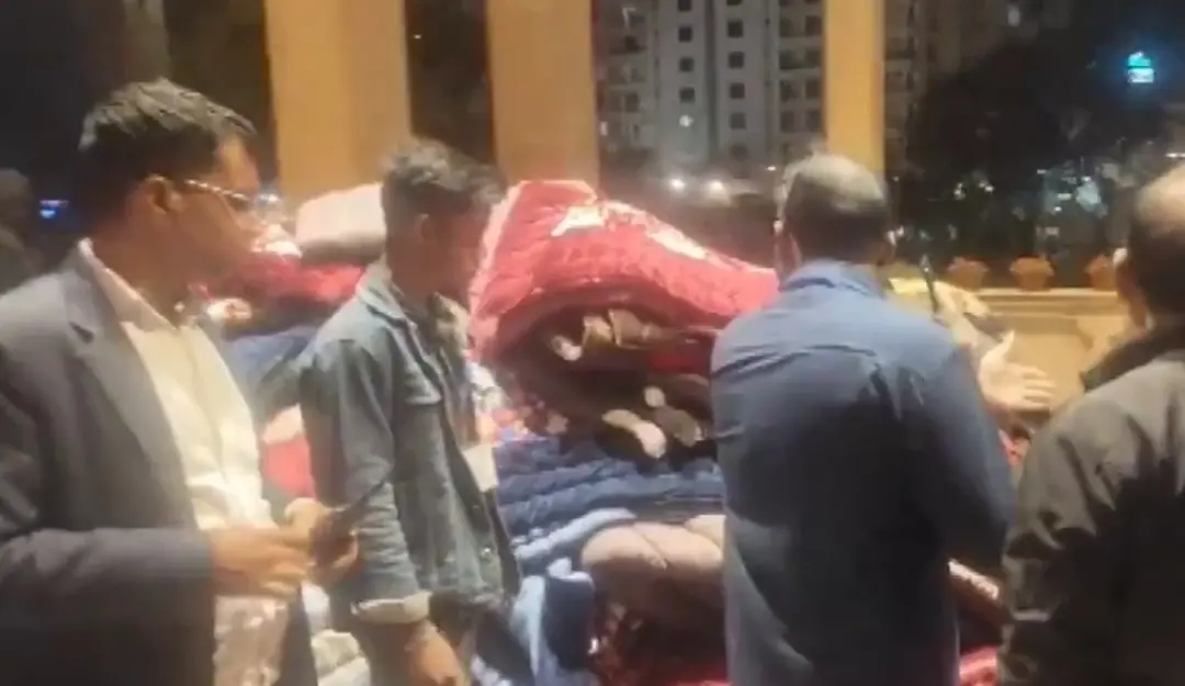 Quilts and mattresses in Rajasthan assembly building for Congress MLAs' sit-in protest. | Photo: PTI/Screen grab