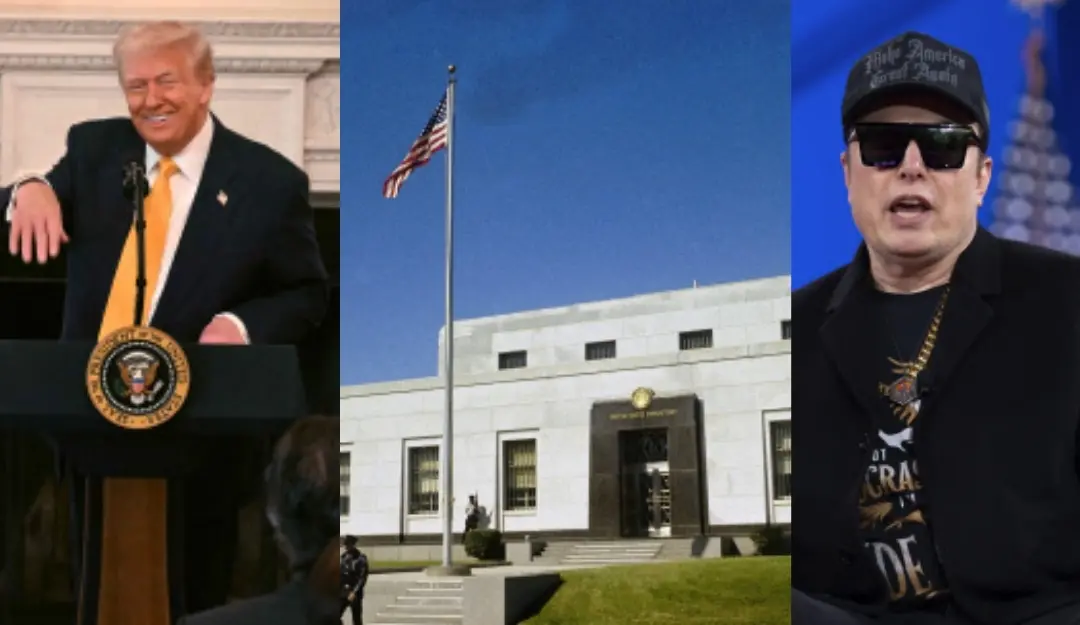 US President Donald Trump (L), The United States Depository for gold reserves stands in Fort Knox, Kentucky, CEO of Tesla Motors and X Elon Musk. | Photo: AP