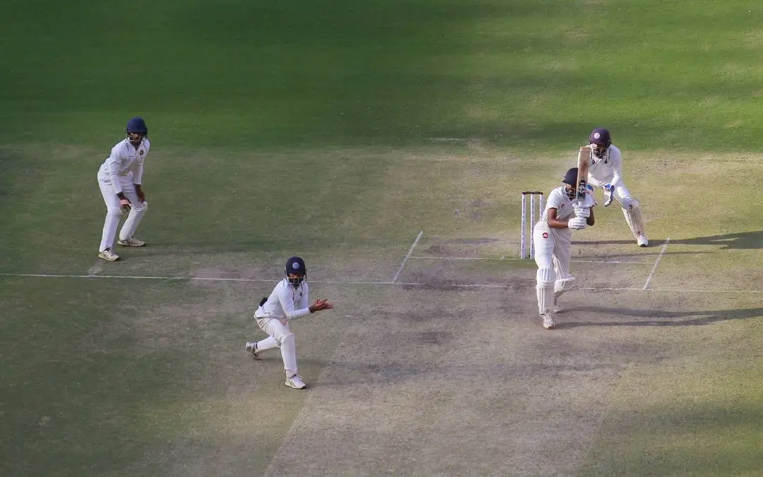 A scene from the semi-final match between Kerala and Gujarat