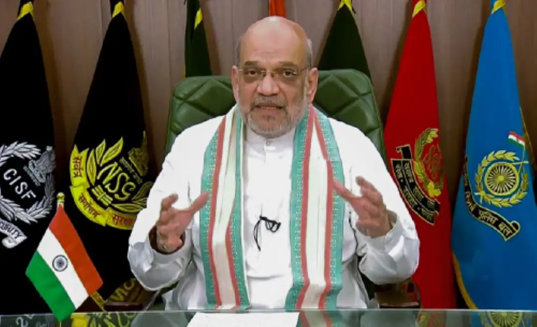 Union Home Minister Amit Shah addresses the nation on the occasion of 'Hindi Diwas', in New Delhi on Saturday. | ANI Photo
