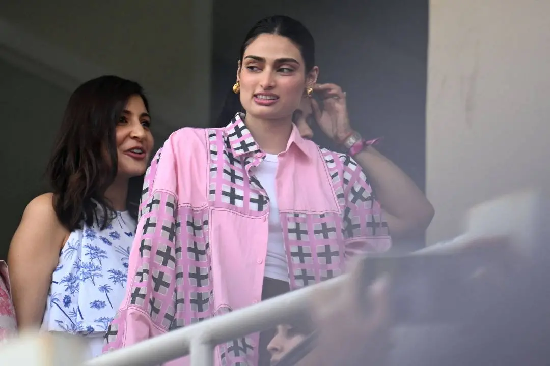 Bollywood actors Anushka Sharma (L) and Athiya Shetty arrive to watch the 2023 ICC Men's Cricket World Cup one-day international (ODI) final match between India and Australia at the Narendra Modi Stadium in Ahmedabad. | File Photo: AFP