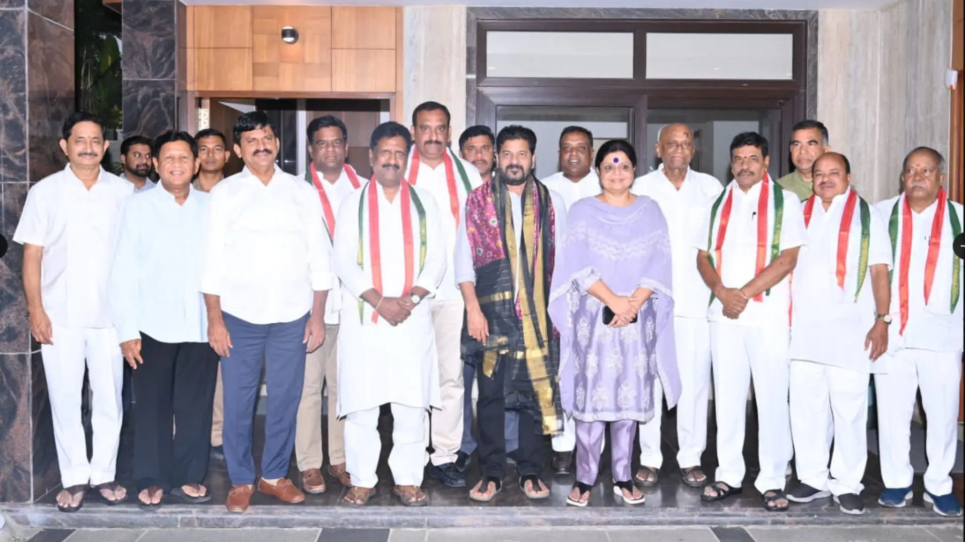 Party members with Revanth Reddy