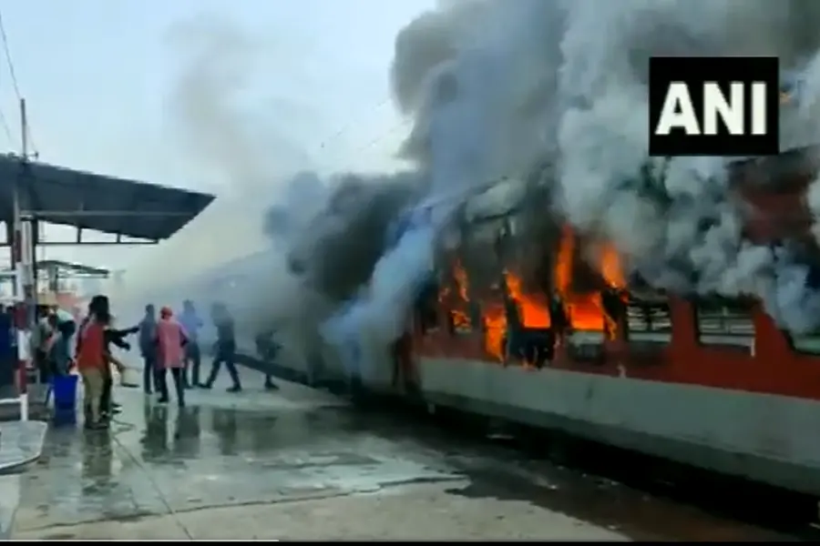 Fire breaks out in empty train at Bihar's Madhubani railway station