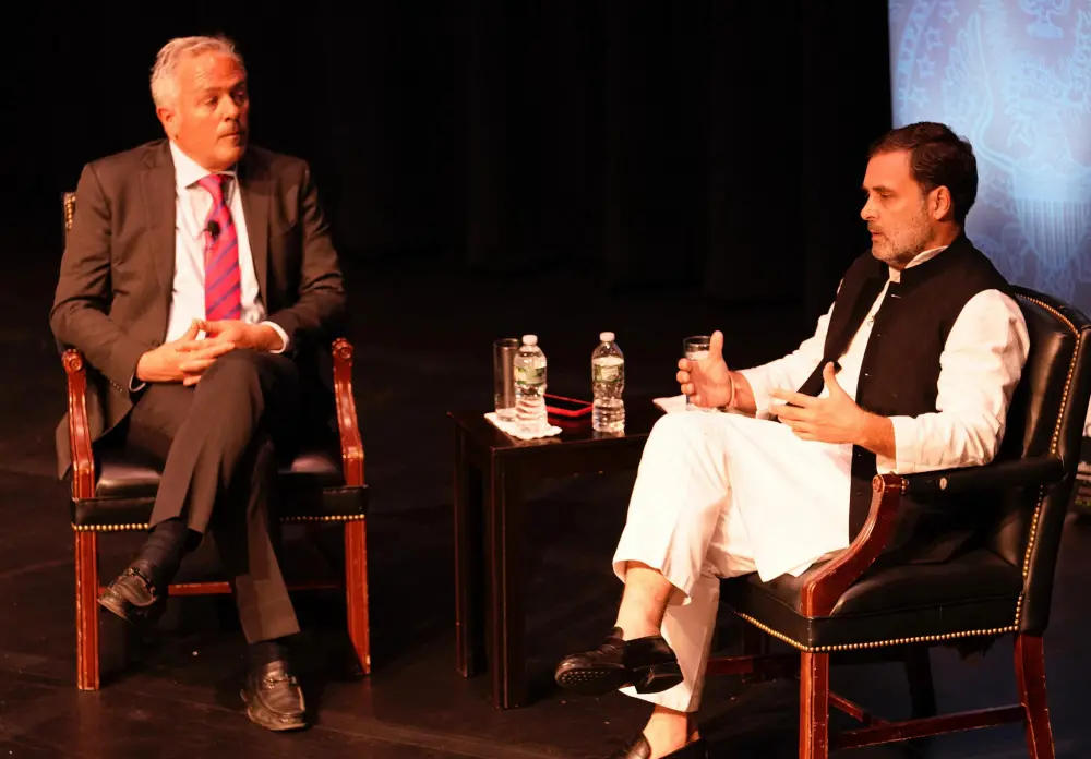 Rahul Gandhi during an interaction with students at Georgetown University | PTI