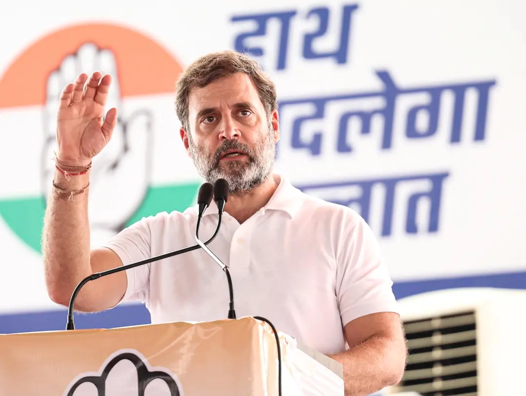 Congress leader Rahul Gandhi addresses the public meeting ahead of Haryana Assembly elections | Photo: ANI