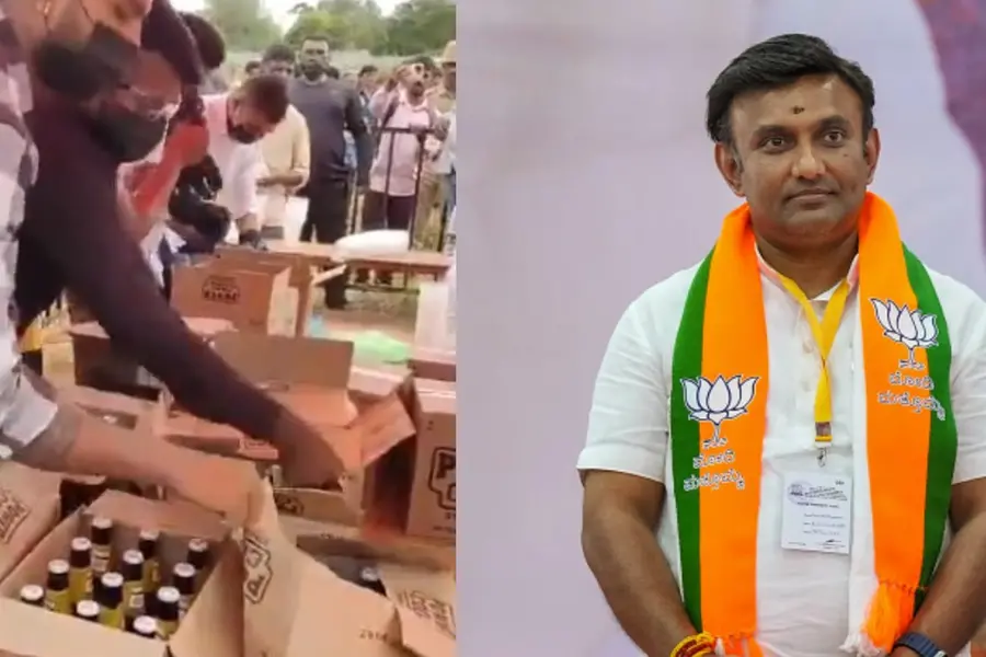 Liquor allegedly served at K'taka MP's victory celebration; Cong attacks BJP | Video