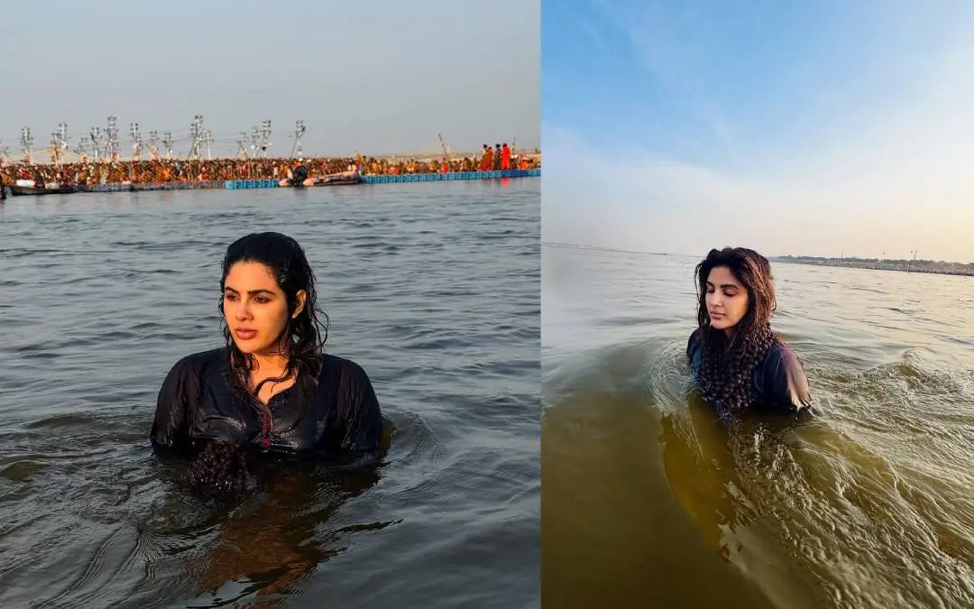 Actor Samyuktha takes holy dip | Photos: instagram.com/iamsamyuktha_/