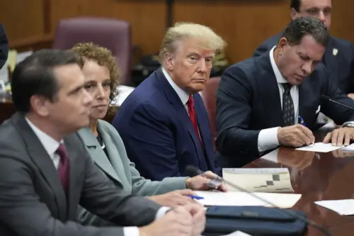 Donald Trump at the defense table with his defense team in a Manhattan court. | File image: AP
