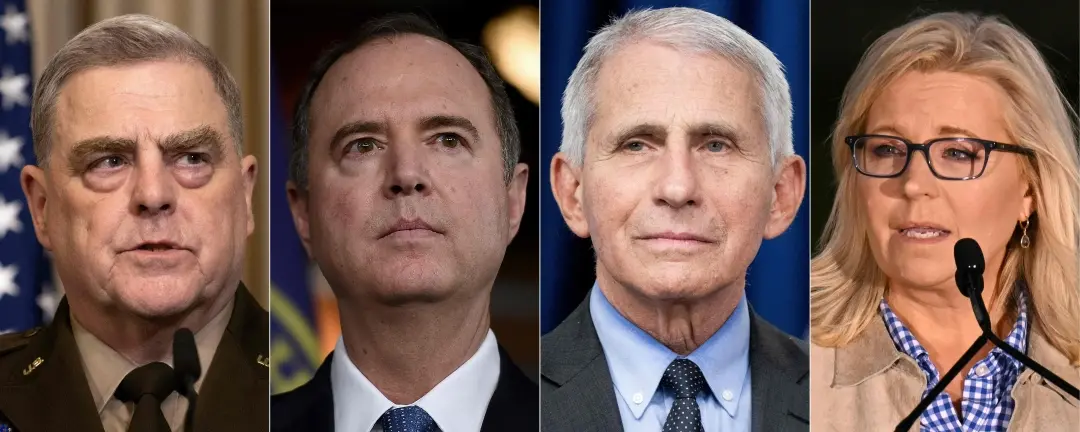 (L-R) US Chairman of the Joint Chiefs of Staff Mark Milley, US Representative Adam Schiff, Dr. Anthony Fauci, and US Representative Liz Cheney | File Photo: AFP