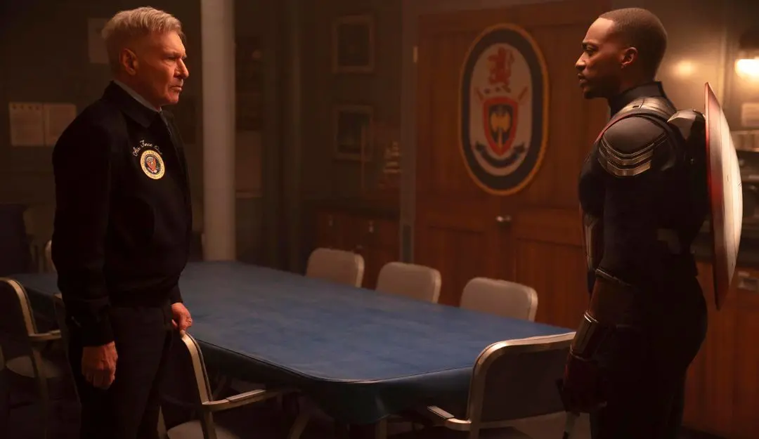 Harrison Ford, left, and Anthony Mackie in a scene from Marvel Studios' 'Captain America: Brave New World.' | Photo: AP