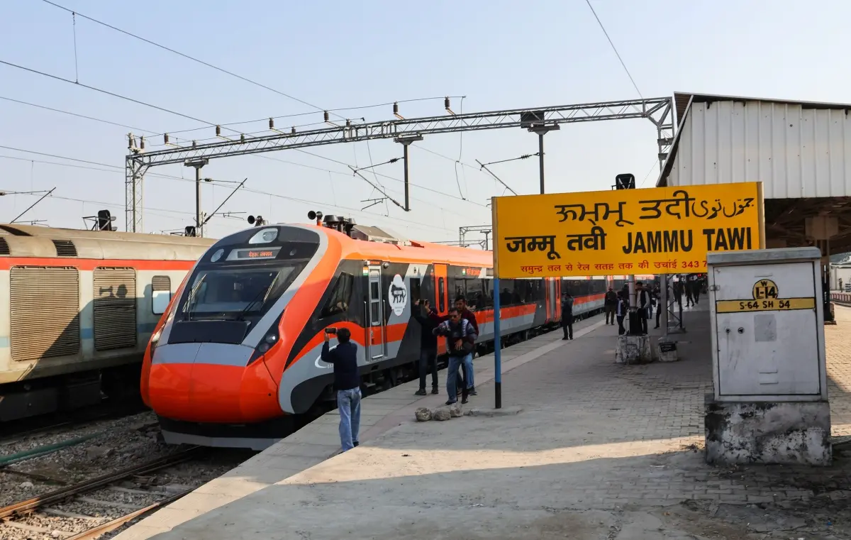 Vande Bharat train at Jammu Tawi railway station | Filephoto: ANI