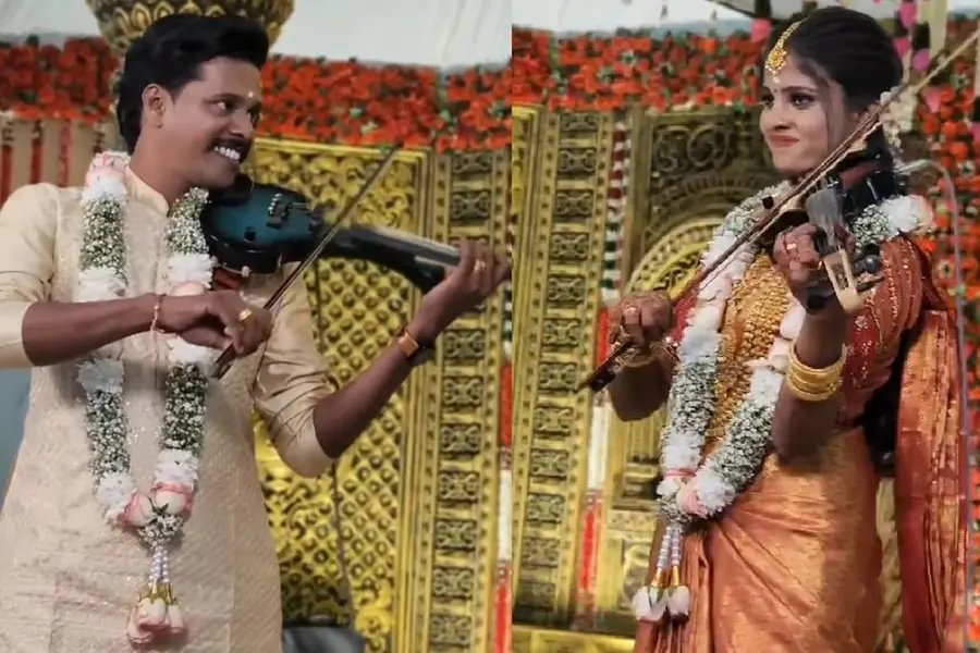 'വയലിൻ ക്ലാസ്സിൽ പോയി സെറ്റ് ആയതാണോ'; ഈ കല്യാണ ചെക്കനും പെണ്ണും അടിപൊളിയാണ്..