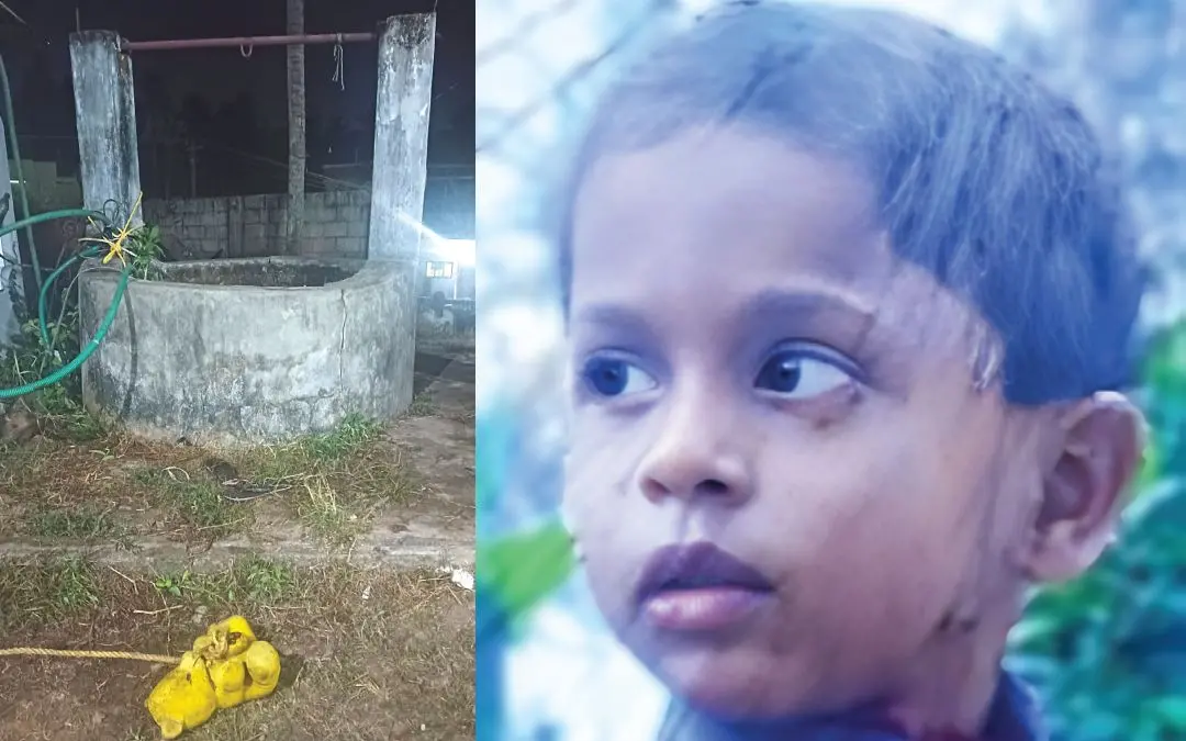 വീട്ടുമുറ്റത്തെ കിണറും സമീപത്ത് അഗ്നിരക്ഷാസേന പുറത്തെടുത്ത പാവക്കുട്ടിയും, ധ്രുവന്