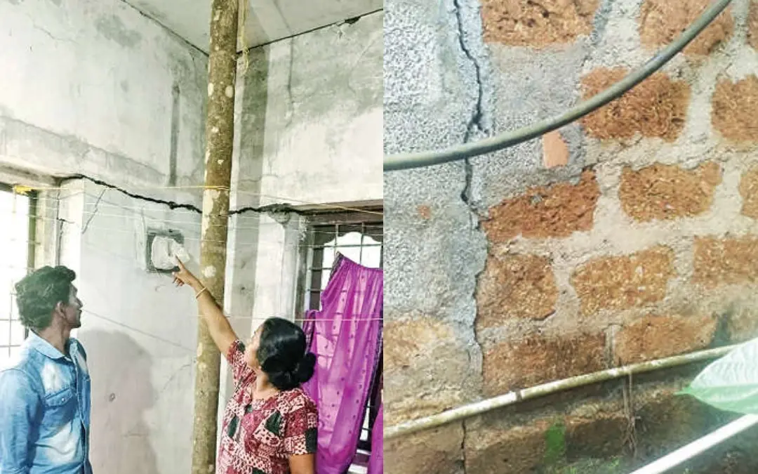 Cracks developed in the walls of a house in Thrissur