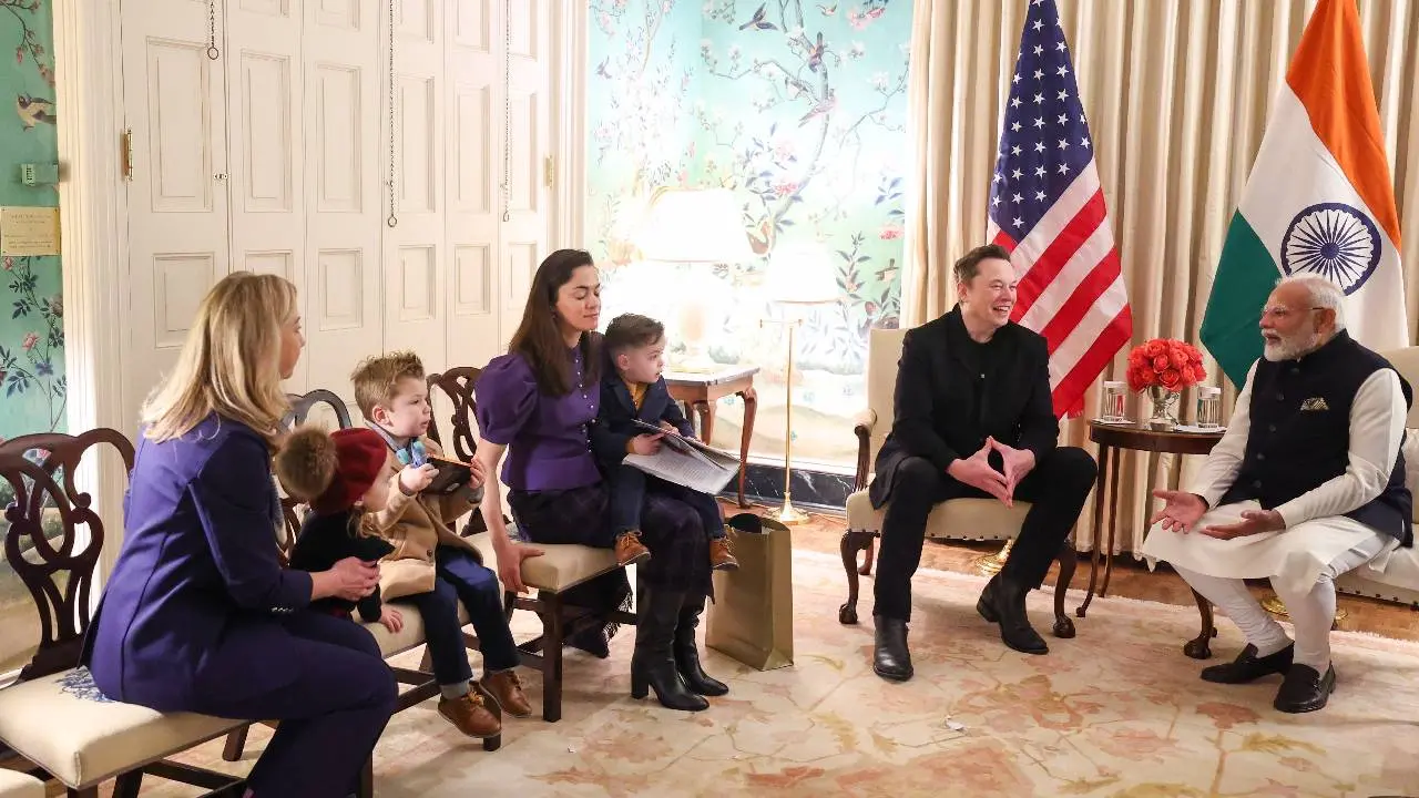 PM Modi meets Elon Musk and his family