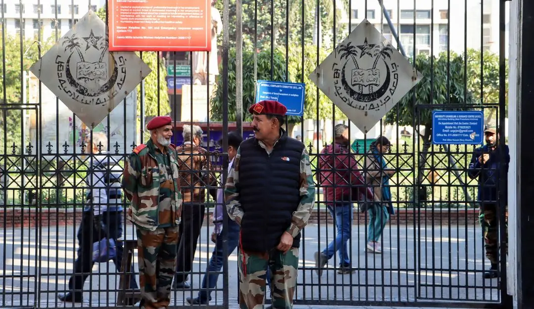 Security heightened outside the Jamia Millia Islamia | Photo: ANI