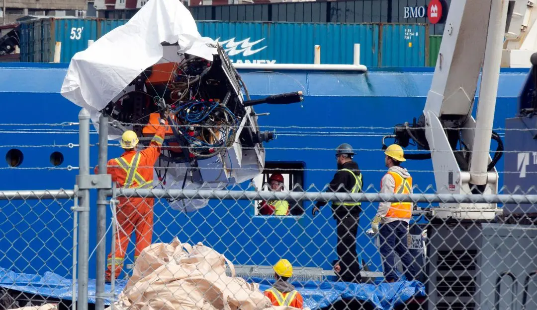 Debris from the Titan submersible, recovered from the ocean floor near the wreck of the Titanic, is unloaded from the ship Horizon Arctic at the Canadian Coast Guard pier in St John's, Newfoundland | File Photo: AP