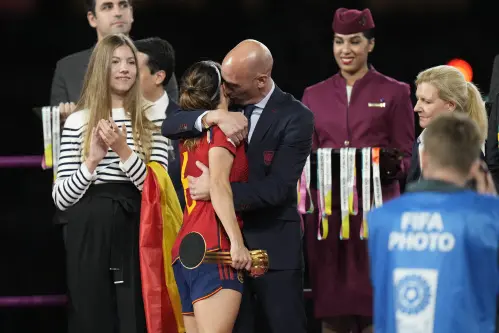 FIFA opens case against Spanish soccer official who kissed a player on the lips at Women's World Cup